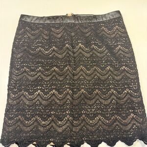 Guess Black Lace Pencil Skirt with Scalloped Hem